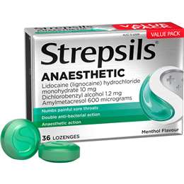 Strepsils Plus Anaesthetic Sore Throat Numbing Pain Relief Lozenges 36 pack