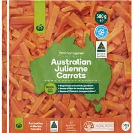 Woolworths Frozen Australian Julienne Carrots 500g