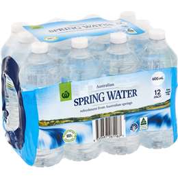 Woolworths Spring Water Bottles 600mL x 12 pack