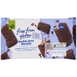 Woolworths Free From Gluten Double Choc Biscuit 160g