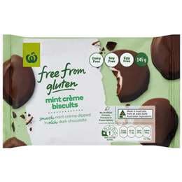 Woolworths Free From Gluten Mint Creme Biscuit 145g