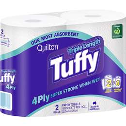 Quilton Tuffy Triple Length Paper Towel 2 x 180 pack
