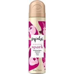 Impulse Women Aerosol Body Spray Deodorant Romantic Spark 75mL