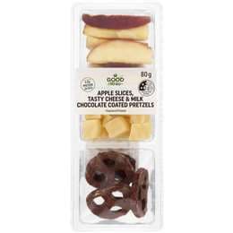 Woolworths Good To Go Apple Slices Tasty Cheese & Chocolate Pretzels 80g
