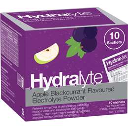 Hydralyte Electrolyte Powder Sachets Apple Blackcurrant 10 pack