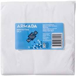 Armada 1 Ply Serviettes White 100 pack