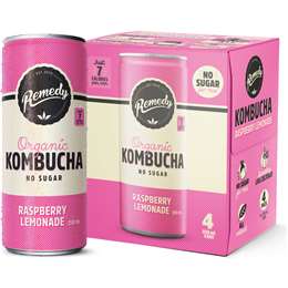 Remedy Raspberry Lemonade Kombucha 250mL x 4 pack