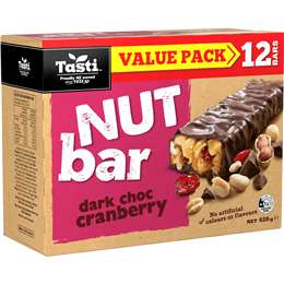Tasti Nut Bar Dark Choc & Cranberry 420g