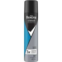 Rexona Men Clinical 96hr Deodorant Aerosol Shower Clean 180mL