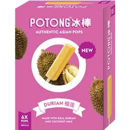 Potong Coconut Milk & Durian Pops 6 pack