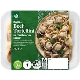 Woolworths Beef Tortellini With Creamy Mushroom Sauce Chilled Meal 350g
