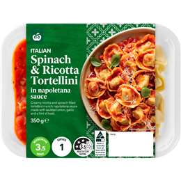 Woolworths Spinach & Ricotta Tortellini Napolitana Sauce Chilled Meal 350g