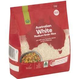 Woolworths Australian White Medium Grain Rice 1kg