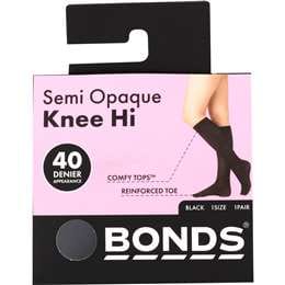 Bonds Comfy Tops Semi Opaque Knee High Black 1 Size each