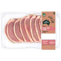 Woolworths Loin Steaks Pork 500g
