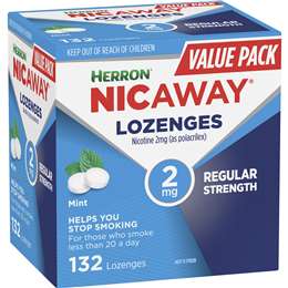 Nicaway Nicotine Lozenges 2mg Regular Strength Mint 132 pack