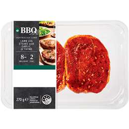 Woolworths BBQ Marinated Lamb Steaks With Thyme & Garlic 270g