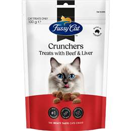 Fussy Cat Grain Free Crunchers Adult Cat Treats With Beef & Liver 100g