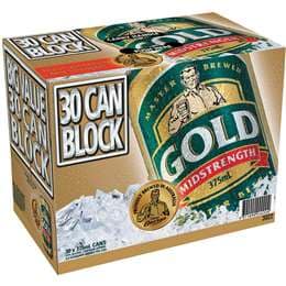 Woolworths Gold Mid Strength Lager Cans 375mL x 30 case