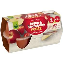 Woolworths Apple & Strawberry Puree 4 pack