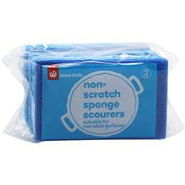 Woolworths Essentials Non-Scratch Sponge Scourers 3 pack