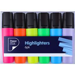 Paperclick Highlighters Assorted Colours 6 pack