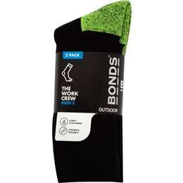 Bonds Mens Work Crew Socks Size 6+ 3 pack