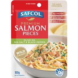 Safcol Premium Salmon Pieces Olive Oil Sea Salt & Black Pepper 100g