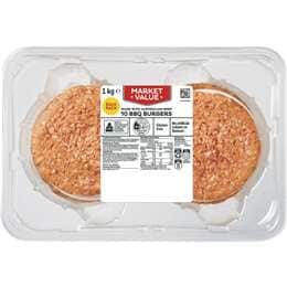 Market Value 10 BBQ Burgers 1kg