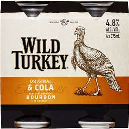 Wild Turkey Bourbon & Cola Cans 375mL x 4 pack