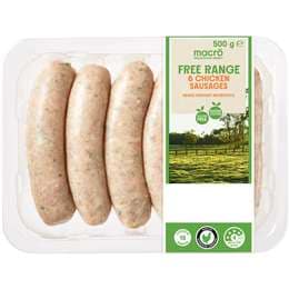 Macro Free Range 6 Chicken Sausages 500g