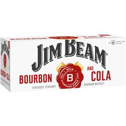 Jim Beam White Label Bourbon & Cola Cans 375mL x 10 pack