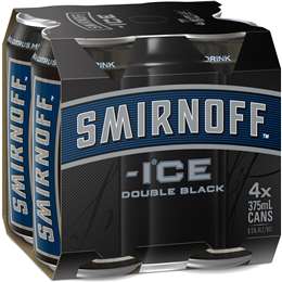 Smirnoff Ice Double Black Cans 375mL x 4 pack