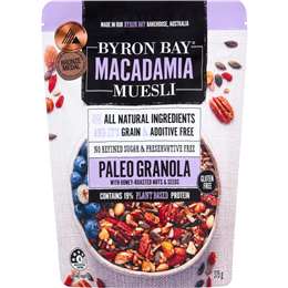 Byron Bay Macadamia Muesli Paleo Granola With Honey-Roasted Nuts & Seeds 375g