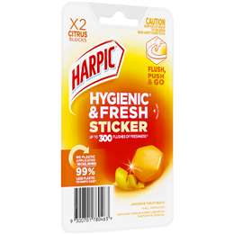 Harpic Hygenic & Fresh Sticker Adhesive Toilet Block Citrus 2 pack