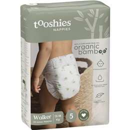 Tooshies Organic Bamboo Nappies Size 5 Walker (13-18kg) 32 pack