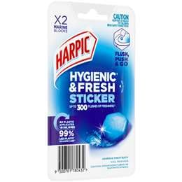 Harpic Hygenic & Fresh Sticker Adhesive Toilet Block Marine 2 pack