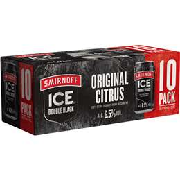 Smirnoff Ice Double Black Can Cans 375mL x 10 case