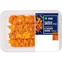 Woolworths 8 Mini Chicken Kebabs Satay Style 375g