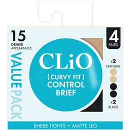 Clio Curvy Fit Control Brief 15 Denier Variety Size 2 4 pack