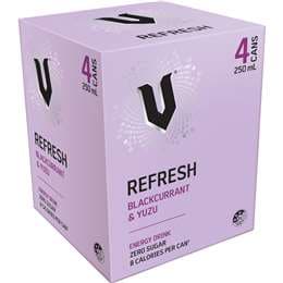V Energy Drink Refresh Blackcurrant & Yuzu 250mL x 4 pack