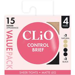 Clio Control Brief Sheer Tights T/XT Value 4 pack