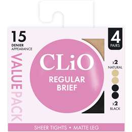 Clio Regular Brief Sheer Tights T/XT Value 4 pack
