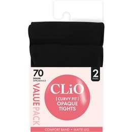 Clio Curvy Fit Opaque Tights 70 Denier Black 2 pack