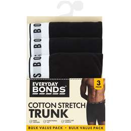Bonds Mens Cotton Stretch Trunks Size Medium Assorted 3 pack