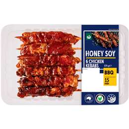 Woolworths 6 Chicken Kebabs Honey Soy 375g