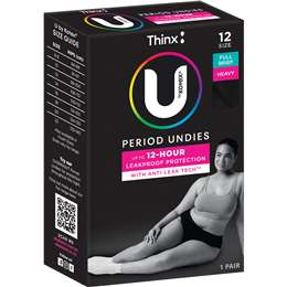 U by Kotex Thinx Period Undies Brief Cut Size 12 each