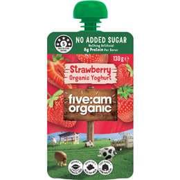 Five:Am Organic Kids No Added Sugar Pouch Strawberry 130g