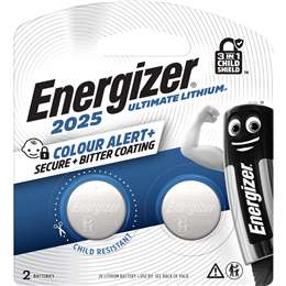 Energizer CR2025 Ultimate Lithium Coin Battery 3-In-1 Child Shield 2 pack