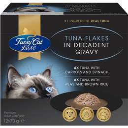 Fussy Cat Luxe Tuna Flakes In Gravy Wet Cat Food 70g x 12 pack